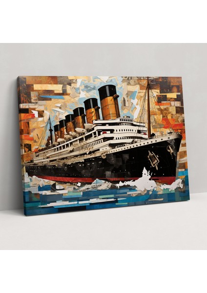 Titanik Duvar Dekorasyonu - Soyut Modern Sanat Kolajı - Kanvas Tablo - Titanik Kanvas Duvar Sanatı