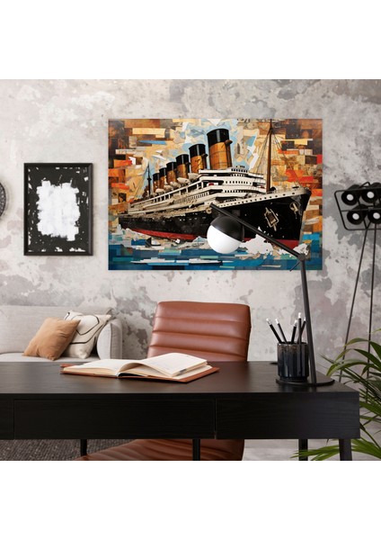Titanik Duvar Dekorasyonu - Soyut Modern Sanat Kolajı - Kanvas Tablo - Titanik Kanvas Duvar Sanatı fiyatları