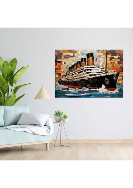 Titanik Duvar Dekorasyonu - Soyut Modern Sanat Kolajı - Kanvas Tablo - Titanik Kanvas Duvar Sanatı modelleri