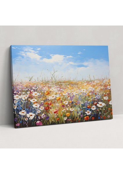 Seyahat Kanvas Tablo - Çiçeklerle Dolu Tarla - Seyahat Ev Dekorasyonu Duvar Dekorasyonu Kanvas