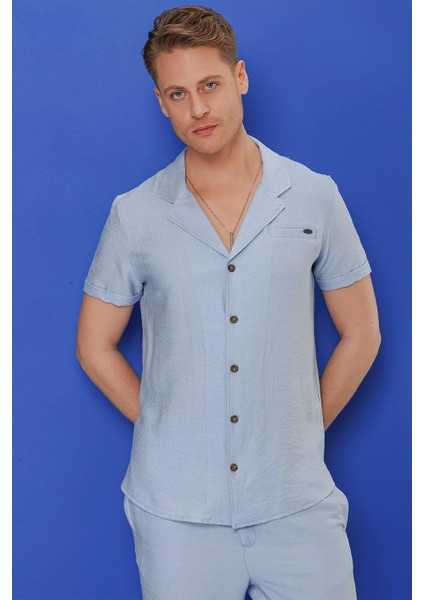 G 1549 Slim Fit Mavi Klasik Gömlek