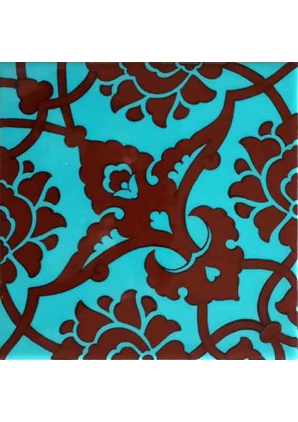 20 x 20 cm Sp 83 Turkuaz Kahve Kütahya Çini Seramik Pano fırsatları
