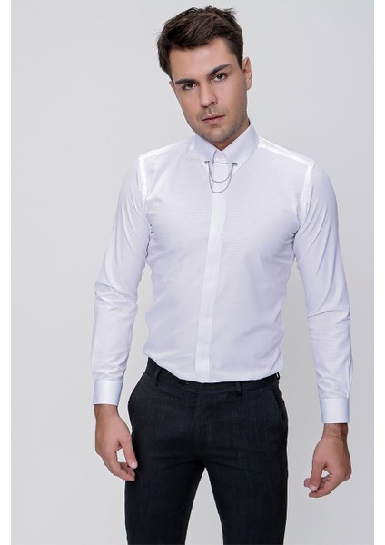 Gk 629 Beyaz Klasik Gömlek modelleri