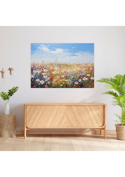 Seyahat Kanvas Tablo - Çiçeklerle Dolu Tarla - Seyahat Ev Dekorasyonu Duvar Dekorasyonu Kanvas modelleri