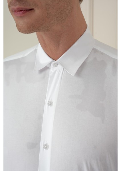 Slim Fit Pamuk Uzun Kol Klasik Beyaz Gömlek Gk 745 indirimleri
