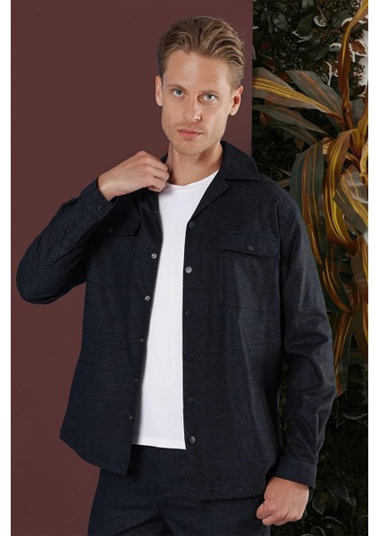 G 1560 Slim Fit Lacivert Klasik Gömlek fırsatları