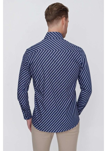 G 1517 Slim Fit Lacivert Spor Gömlek indirimleri