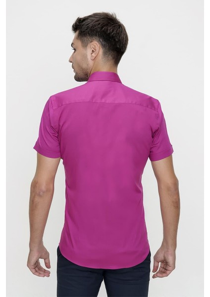 G 1474 Slim Fit Fuşya Spor Gömlek modelleri