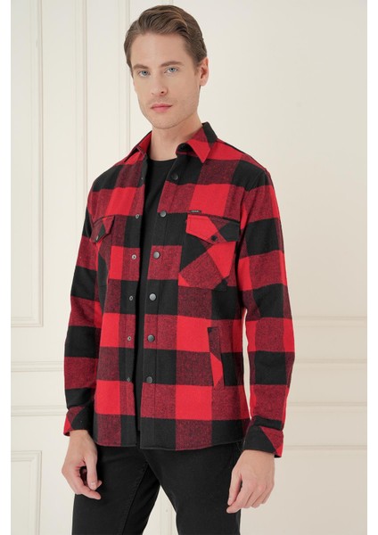 G 1579 Slim Fit Kırmızı-Siyah Klasik Gömlek fiyatları