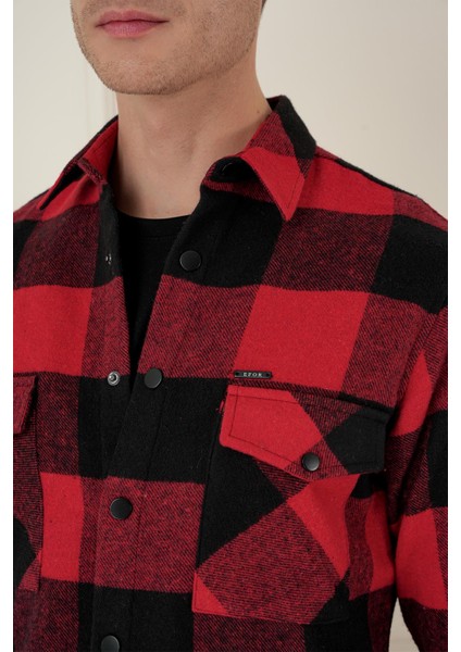 G 1579 Slim Fit Kırmızı-Siyah Klasik Gömlek indirimleri