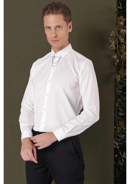 Gk 707 Slim Fit Beyaz Klasik Gömlek indirimleri