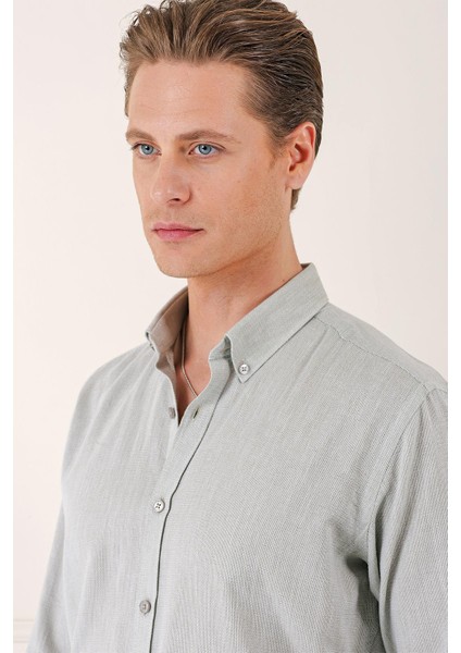 Slim Fit Düğmeli Yaka %100 Pamuk Klasik Çağla Gömlek Gk 723 fırsatları