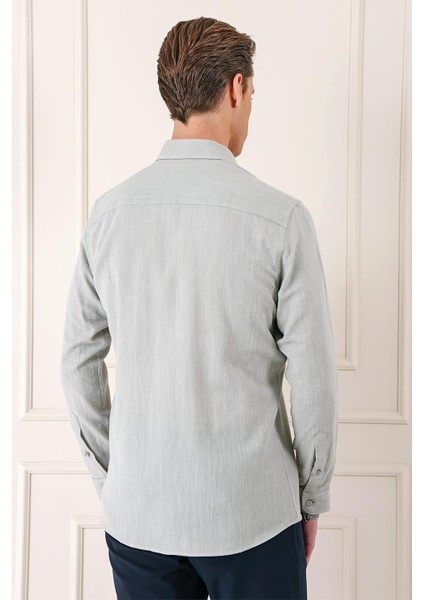 Slim Fit Düğmeli Yaka %100 Pamuk Klasik Çağla Gömlek Gk 723 indirimleri