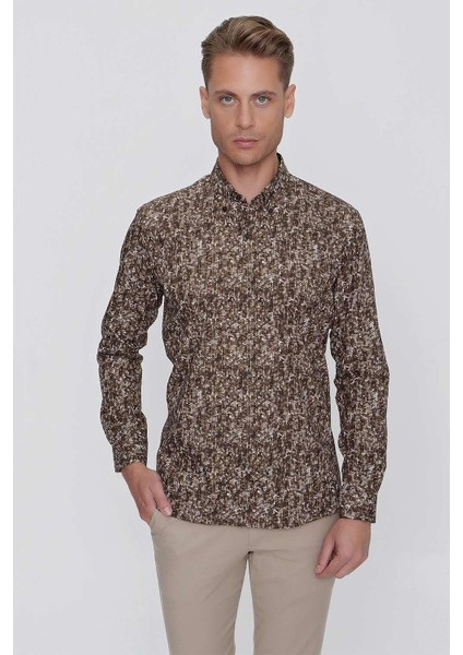 G 1521 Slim Fit Tütün Spor Gömlek fiyatları