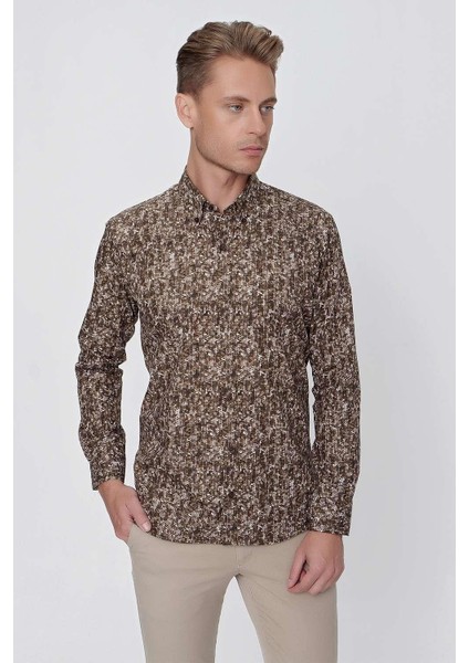 G 1521 Slim Fit Tütün Spor Gömlek fırsatları