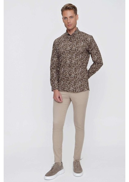 G 1521 Slim Fit Tütün Spor Gömlek indirimleri