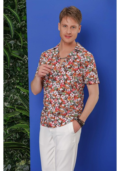 G 1537 Slim Fit Kahve Klasik Gömlek
