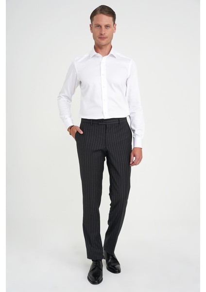 Slim Fit %100 Pamuk Non Iron Kumaş Klasik Beyaz Gömlek Gk 734