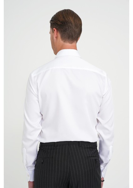 Slim Fit %100 Pamuk Non Iron Kumaş Klasik Beyaz Gömlek Gk 734 indirimleri