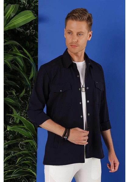 G 1534 Slim Fit Lacivert Klasik Gömlek fiyatları