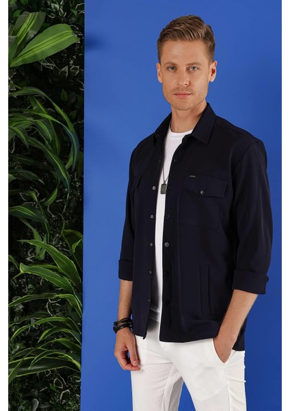 G 1534 Slim Fit Lacivert Klasik Gömlek fırsatları