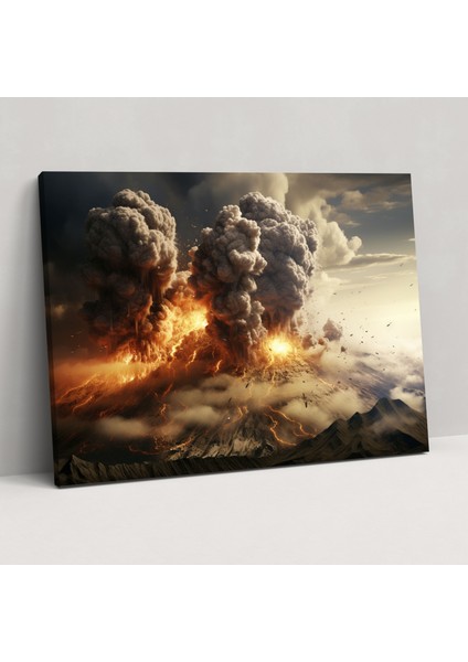 Volkan Gerçekçi Kanvas Tablo - Volkan Volkanik Patlama Duvar Sanatı