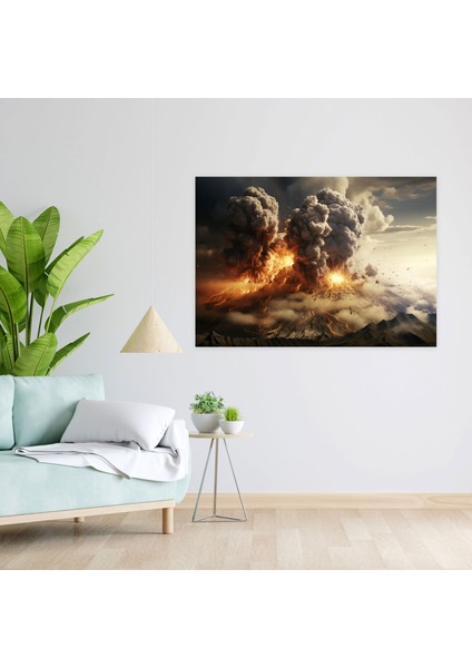 Volkan Gerçekçi Kanvas Tablo - Volkan Volkanik Patlama Duvar Sanatı modelleri