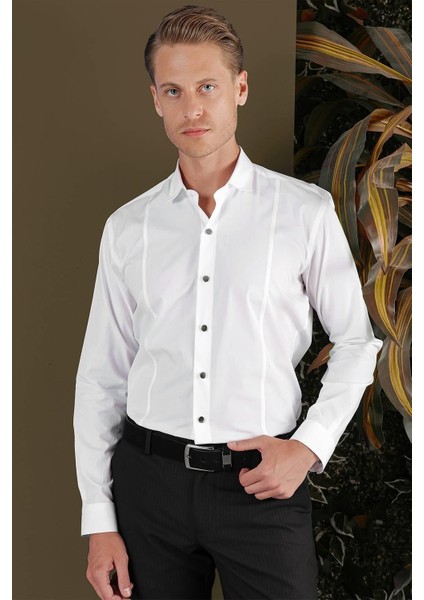 Gk 700 Slim Fit Beyaz Klasik Gömlek modelleri