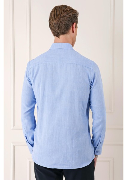 Slim Fit Düğmeli Yaka %100 Pamuk Klasik Koyu Mavi Gömlek Gk 723 indirimleri