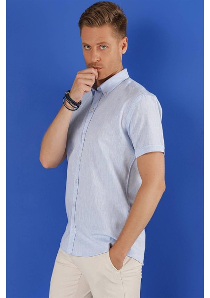 G 1556 Slim Fit Mavi Klasik Gömlek fırsatları
