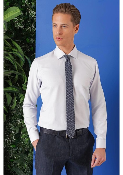 Gk 719 Slim Fit Dokulu Pamuklu Klasik Mavi Gömlek fiyatları