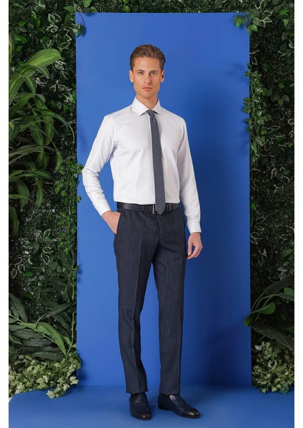 Gk 719 Slim Fit Dokulu Pamuklu Klasik Mavi Gömlek fırsatları