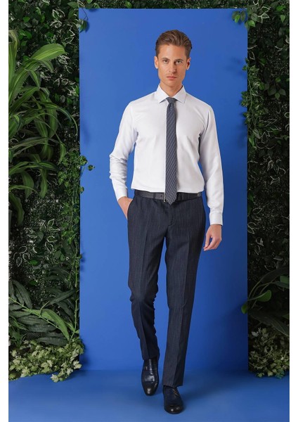 Gk 719 Slim Fit Dokulu Pamuklu Klasik Mavi Gömlek indirimleri
