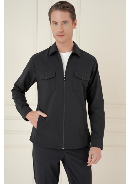 G 1582 Slim Fit Siyah Klasik Gömlek modelleri