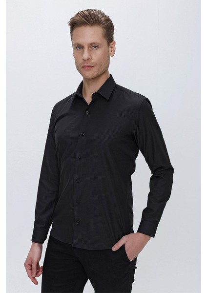 Gk 663 Slim Fit Siyah Klasik Gömlek fiyatları