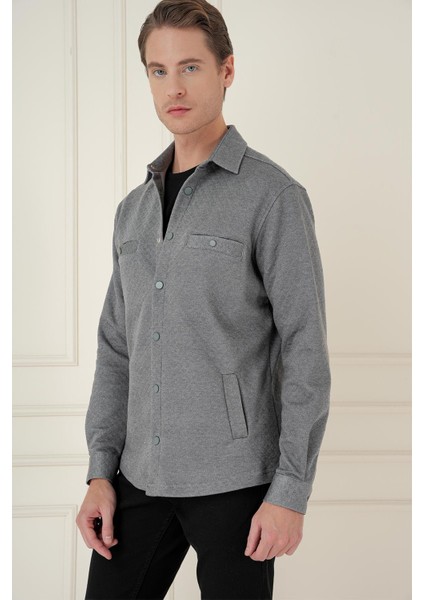 G 1581 Slim Fit Gri Klasik Gömlek fırsatları