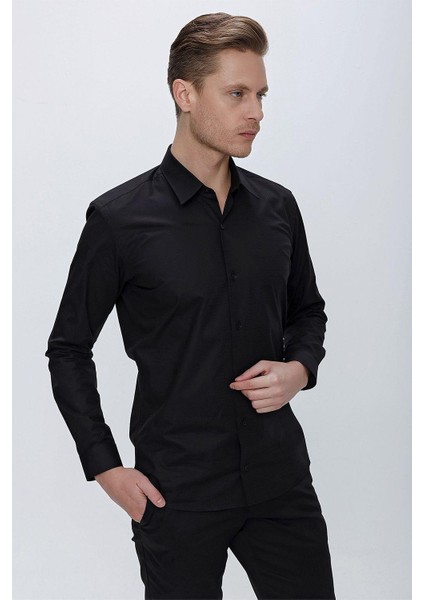 Gk 665 Slim Fit Siyah Klasik Gömlek fiyatları