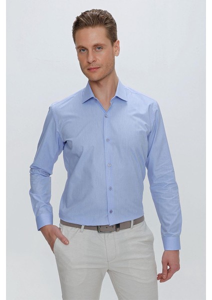 Gk 675 Slim Fit Mavi Klasik Gömlek