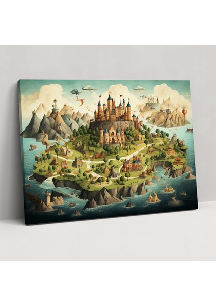 Maceracı Dünya Haritası Kanvas Tablo - Dünya Haritası Maceracı Ev Dekorasyonu Duvar Sanatı