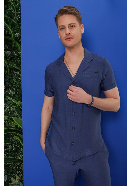 G 1549 Slim Fit Indigo Klasik Gömlek