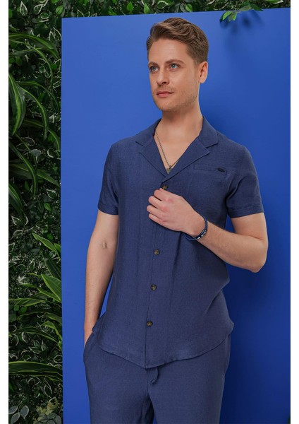 G 1549 Slim Fit Indigo Klasik Gömlek modelleri