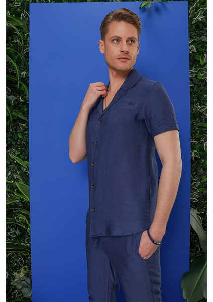 G 1549 Slim Fit Indigo Klasik Gömlek fırsatları