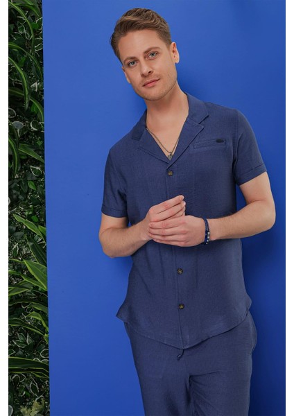 G 1549 Slim Fit Indigo Klasik Gömlek indirimleri