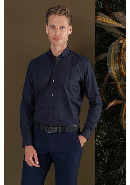 Gk 691 Slim Fit Lacivert Klasik Gömlek fiyatları