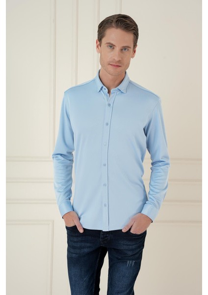 G 1583 Slim Fit Mavi Klasik Gömlek fiyatları