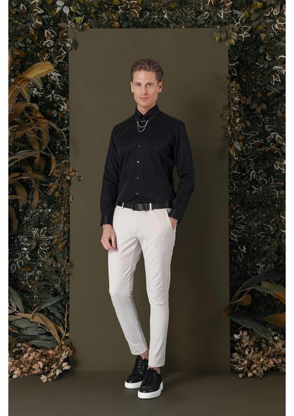 Gk 710 Slim Fit Siyah Klasik Gömlek fırsatları