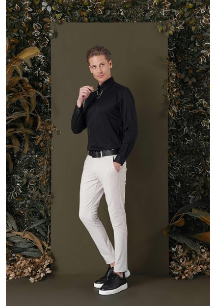 Gk 710 Slim Fit Siyah Klasik Gömlek indirimleri