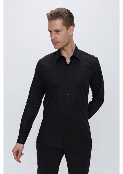 Gk 665 Slim Fit Siyah Klasik Gömlek indirimleri