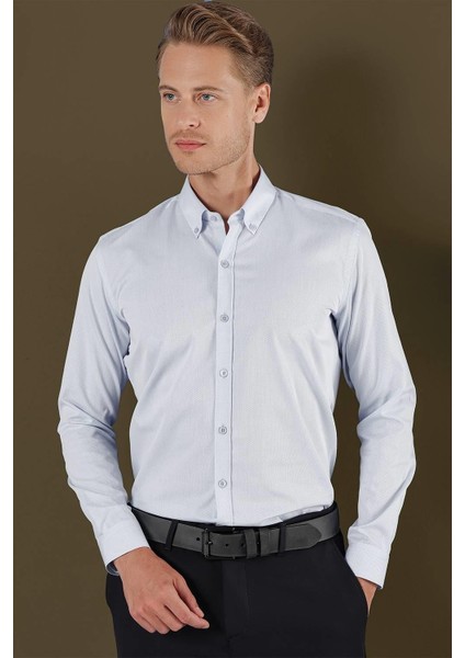 Gk 706 Slim Fit Mavi Klasik Gömlek modelleri