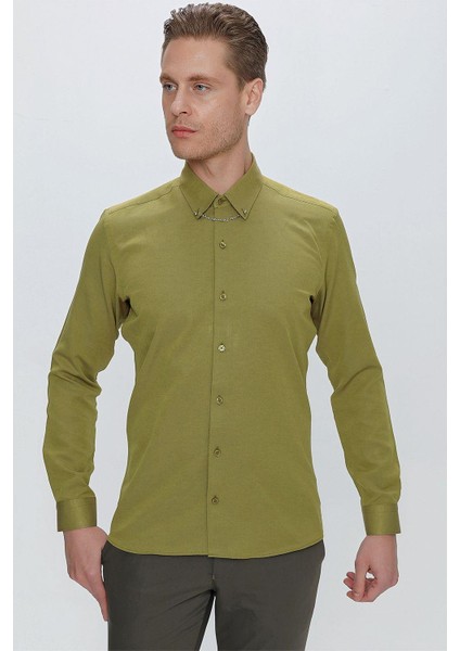 Gk 664 Slim Fit Hardal Klasik Gömlek fiyatları